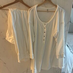 Free People Cream Button-Down Shirt